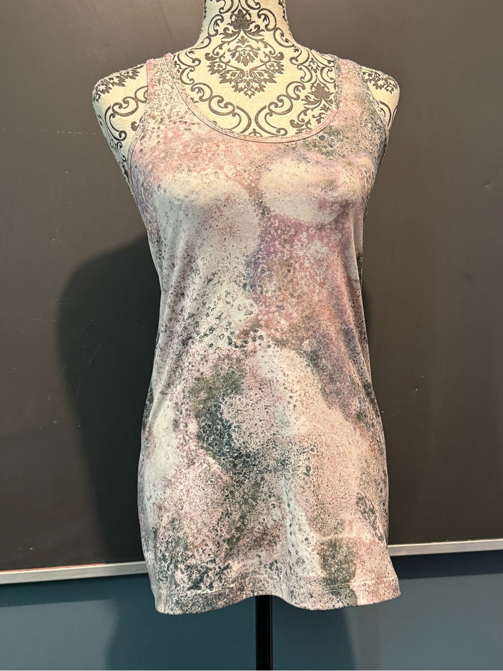 lululemon athletica Pink and Gray Marble Print Tank Top